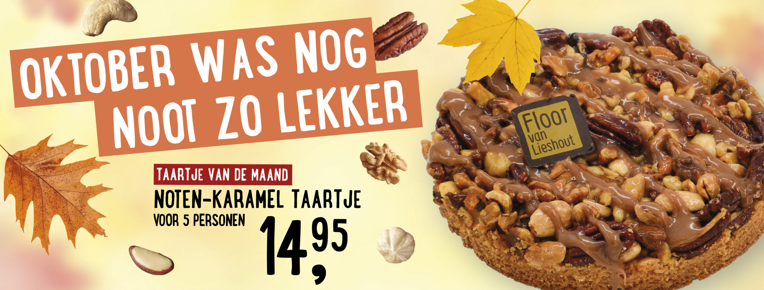 Maandaanbieding oktober noten-karameltaartje