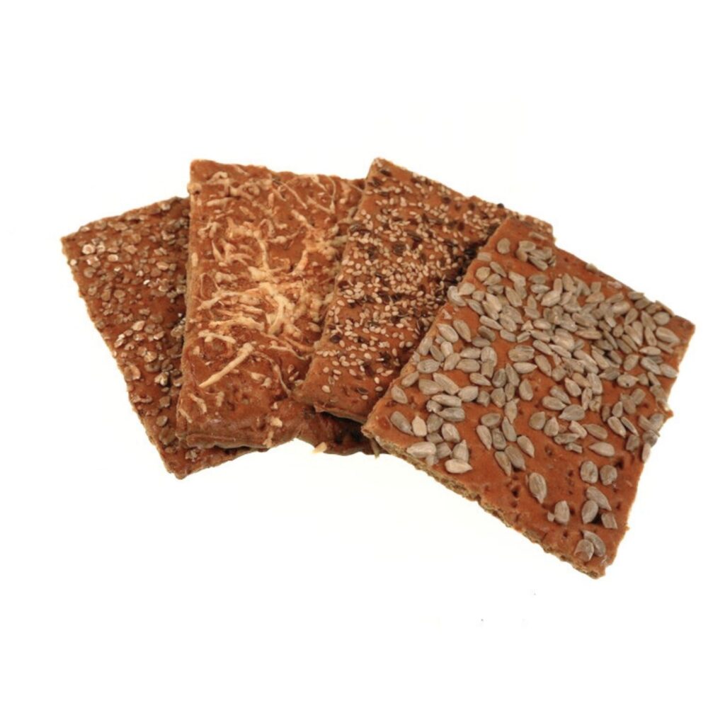 Spelt crackers in vier smaken