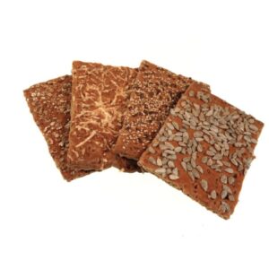 Spelt crackers in vier smaken