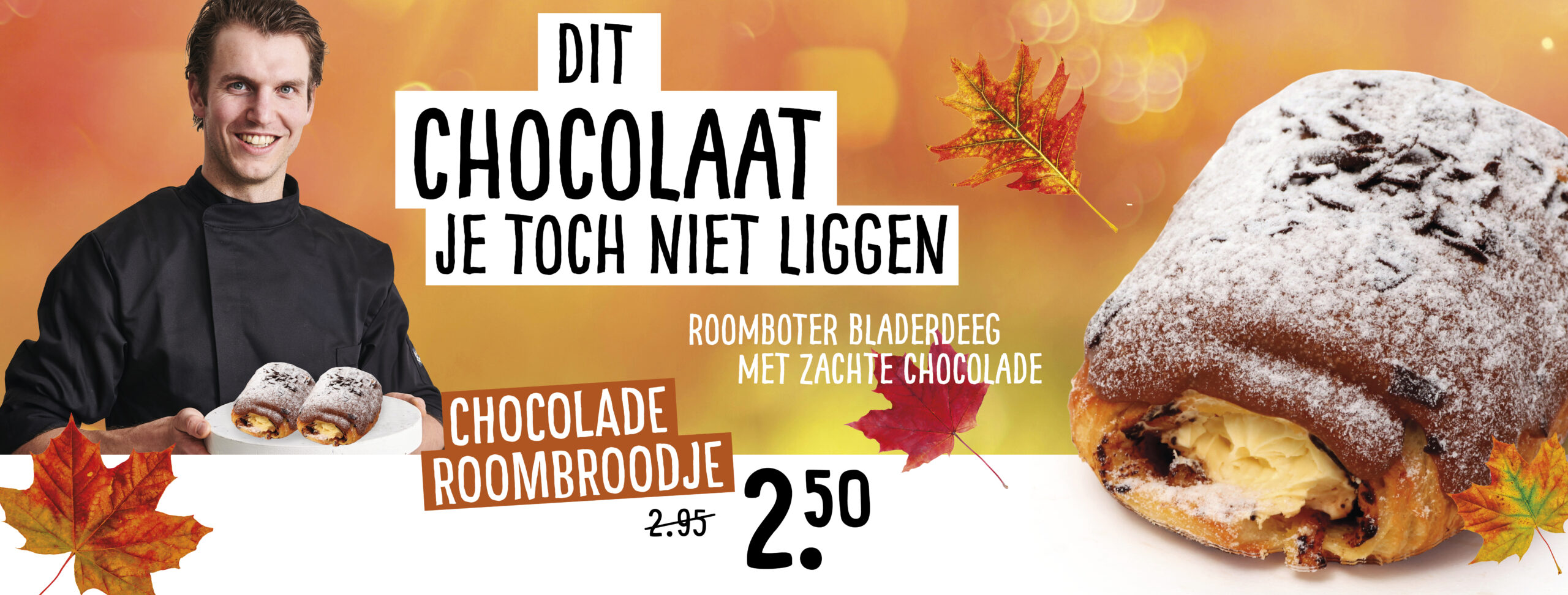 Aanbieding chocolade roombroodje - week 43